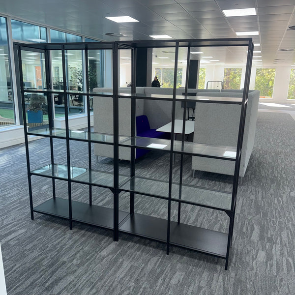 Used Glass Shelved Room Divider/Display Storage
