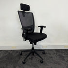 Used Fully Adjustable Mesh Task Chair with Headrest - Reupholstered in New Fabric