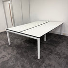 Used White Bench Desk with Cable Management - 1200x800