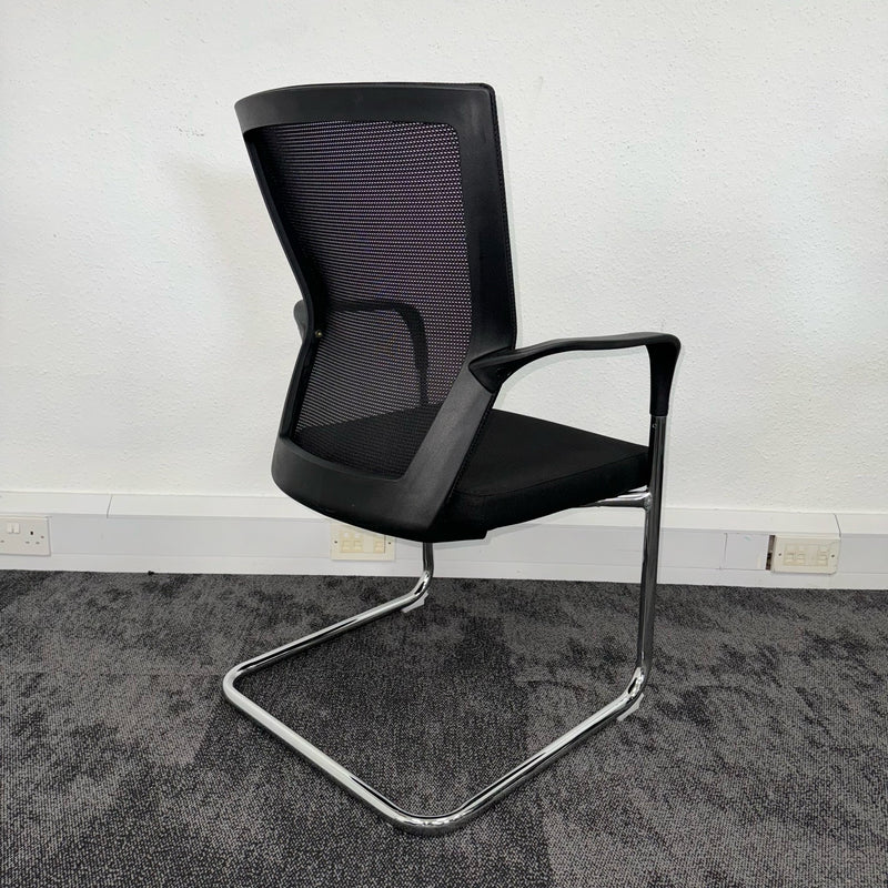 Used Black Mesh Meeting Chair with Chrome Frame