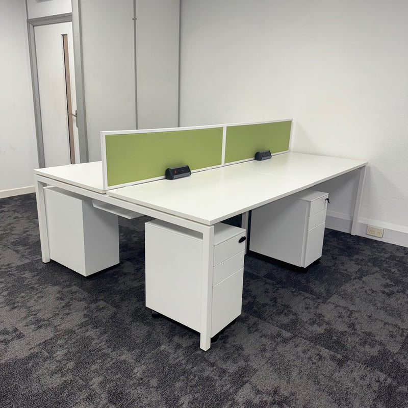 Used Nova White Bench Desk Complete Setup