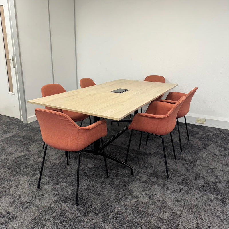 Used Meeting Table Set with 6 Chairs and Power