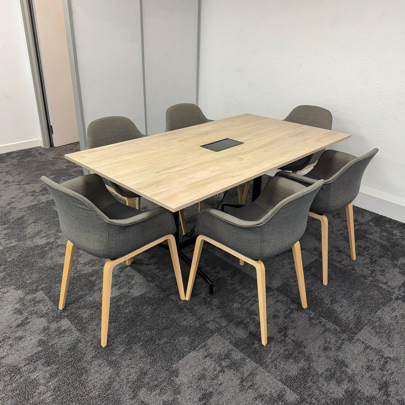 Used Meeting Table Set with Power and Six Chairs