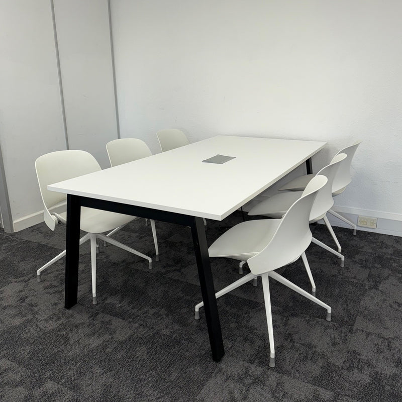 Used White Meeting Table with Humanscale Chairs