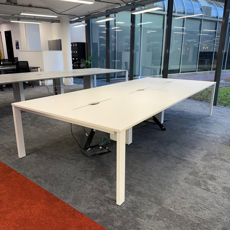 Used Sven Branded White Top Bench Desks - Banks of 4,6,8