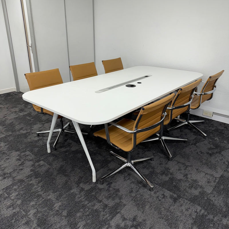 Used Herman Miller Meeting Table with ICF Una Leather Meeting Chairs