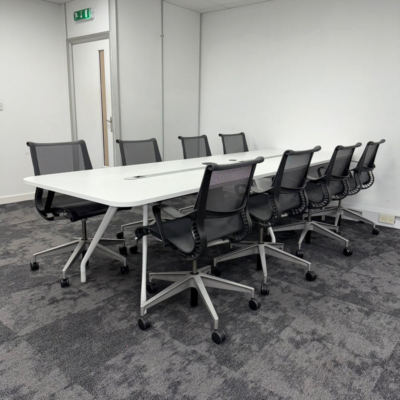 Used Herman Miller Large Meeting Table with 8 Herman Miller Setu Chairs