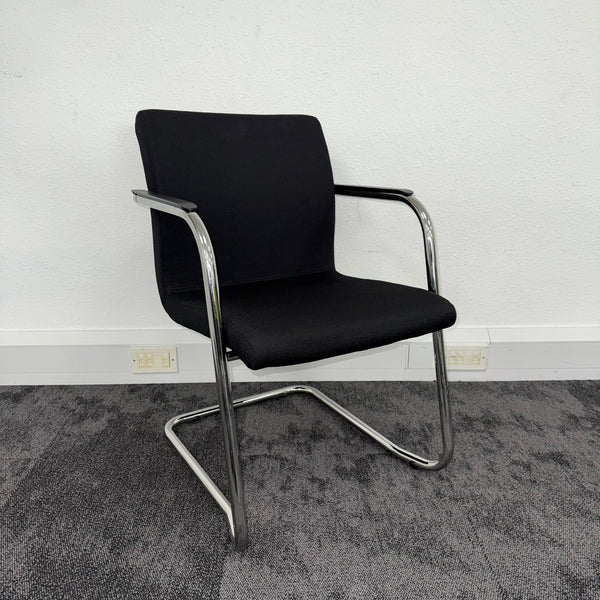 Used Rim Branded Black Fabric Meeting Chairs