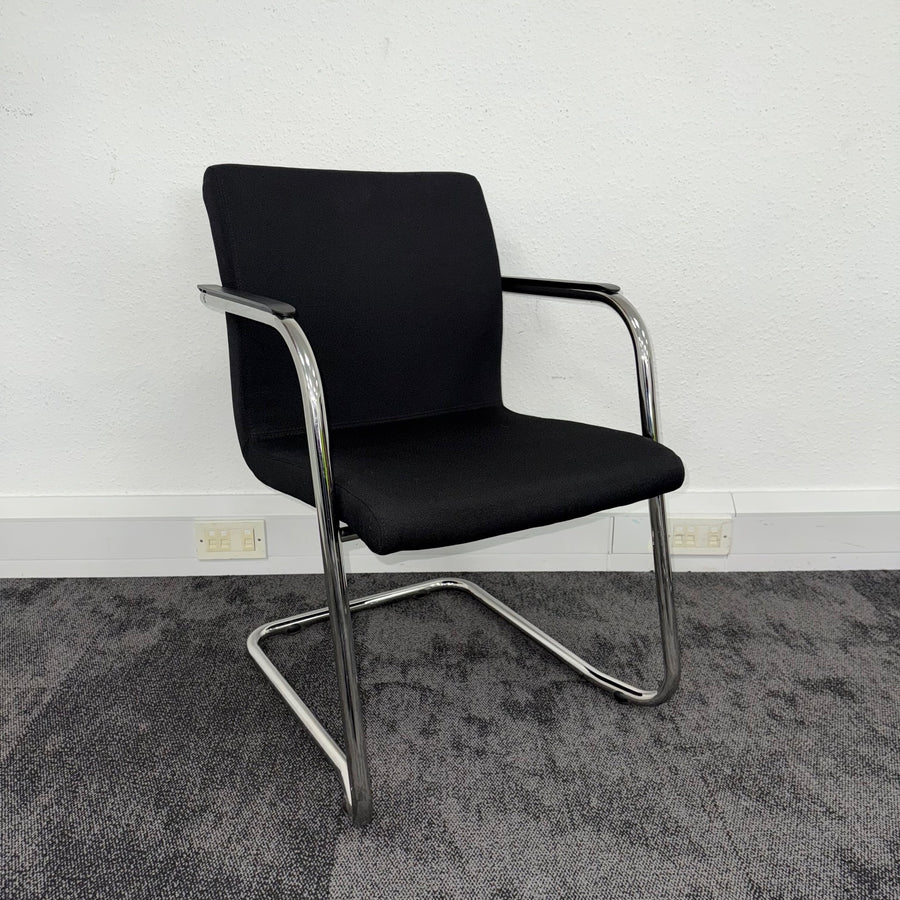 Used Rim Branded Black Fabric Meeting Chairs