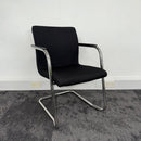 Used Rim Branded Black Fabric Meeting Chairs