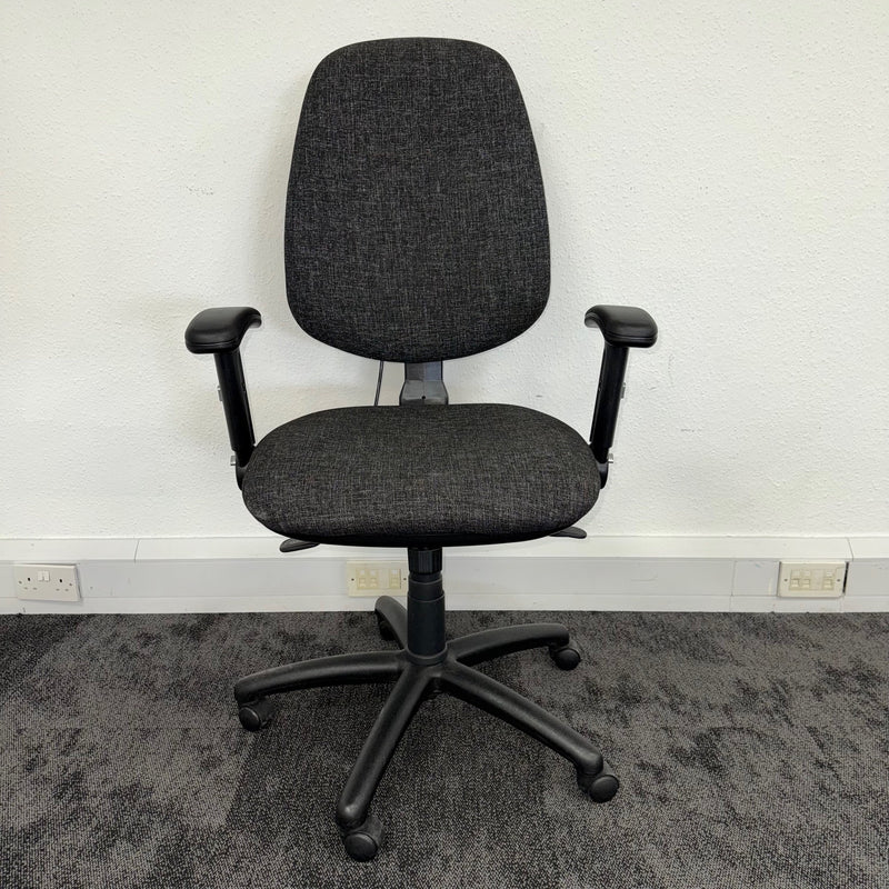 Used Multi Functional Task Chair with Lumbar Pump and Foldaway Arms