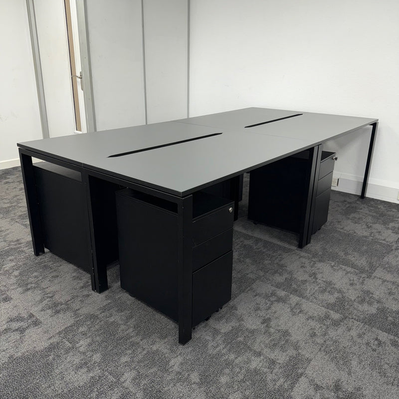 Used Single Bench Desk with Cable Tray and 3 Draw Pedestal