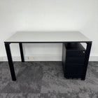 Used Single Bench Desk with Cable Tray and 3 Draw Pedestal