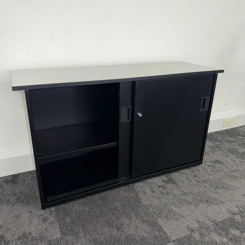 Used Black Desk High Cupboard with Shelf