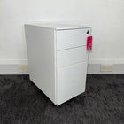 New White Steel Slimline 3 Draw Mobile Pedestal