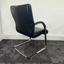 Used Black Leather Meeting Chair with Chrome Frame