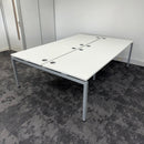Used Mobili Sliding Top White Bench Desks with Cable Trays - Banks of 4,6,8