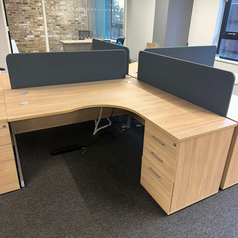 Used Nebraska Oak Curve Desk with Desk High Pedestal