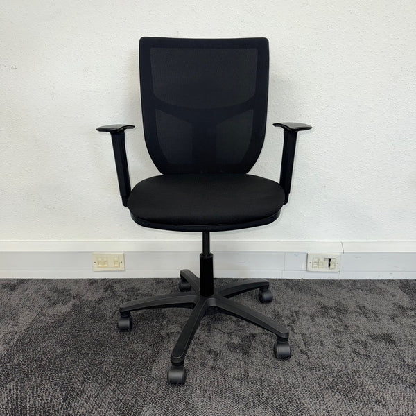 Used Black Mesh Task Chair with Adjustable Arms