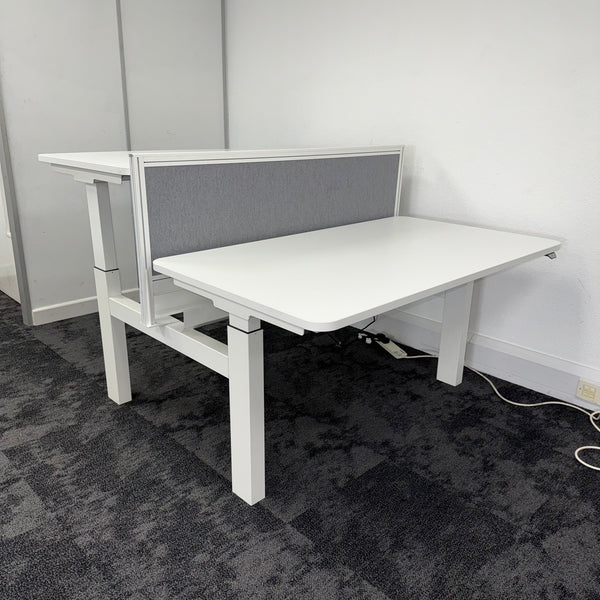 Used Double Electric Desk with Cable Try and Screen