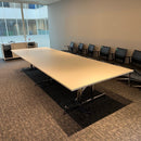 Used ICF Large White Meeting Table Set with 12 Leather Meeting Chairs