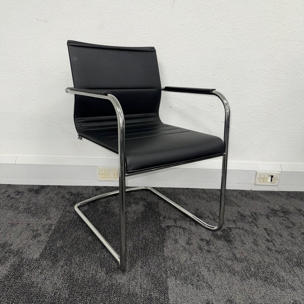 Used ICF Stick Black Leather Meeting Chair