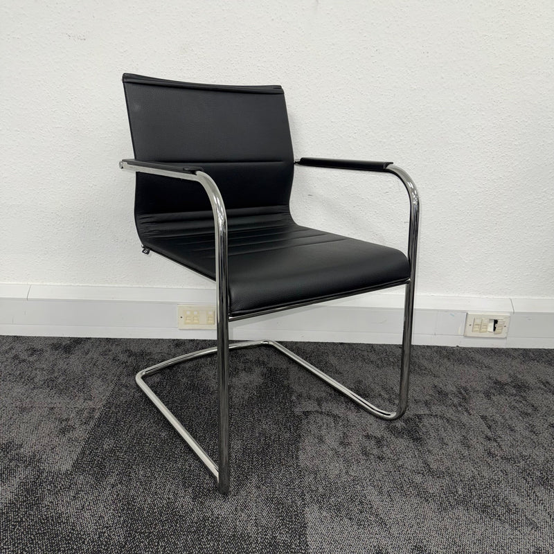Used ICF Stick Black Leather Meeting Chair