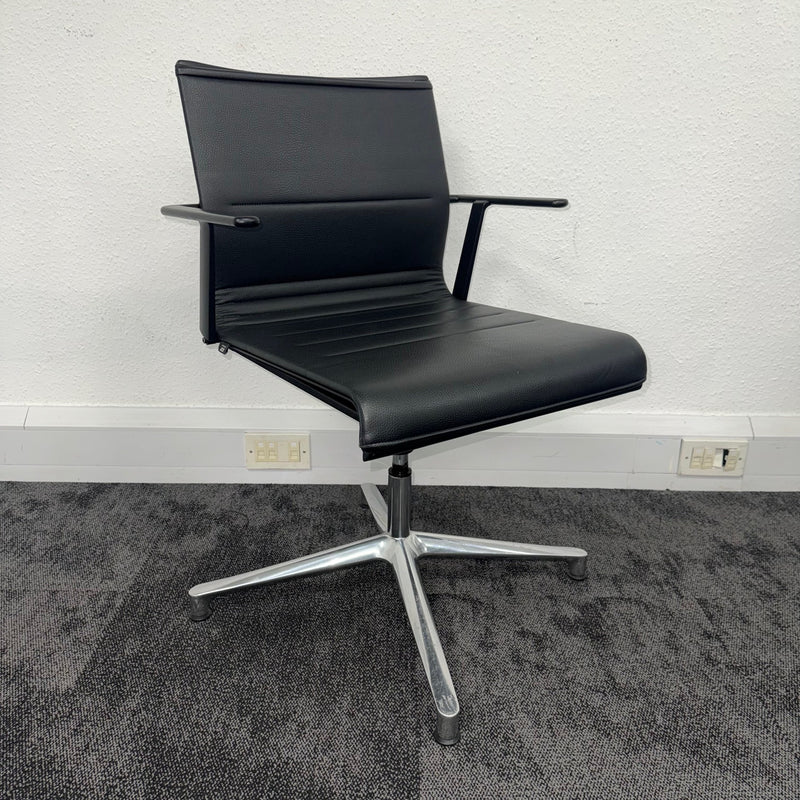 Used ICF Stick Black Leather Swivel Meeting Chair