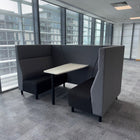 Used 4 Person Black and Grey Booth with White Table