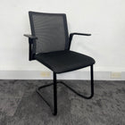 Used White Meeting Table Set with 8 Mesh Chairs