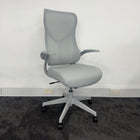 New High Back Mesh Task Chair with Folding Arms - Grey
