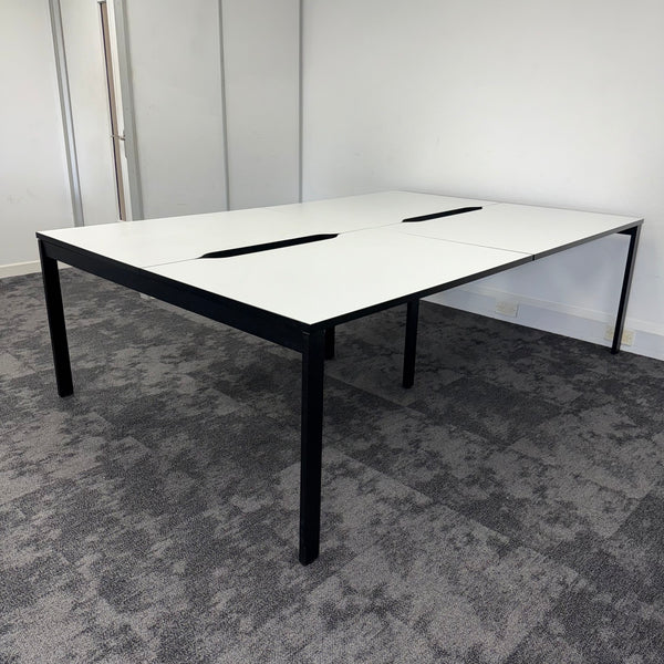 Used White Bench Desk with Cable Tray 1200x800