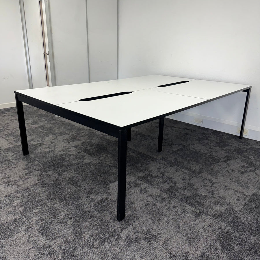 Used White Bench Desk with Cable Tray 1200x800
