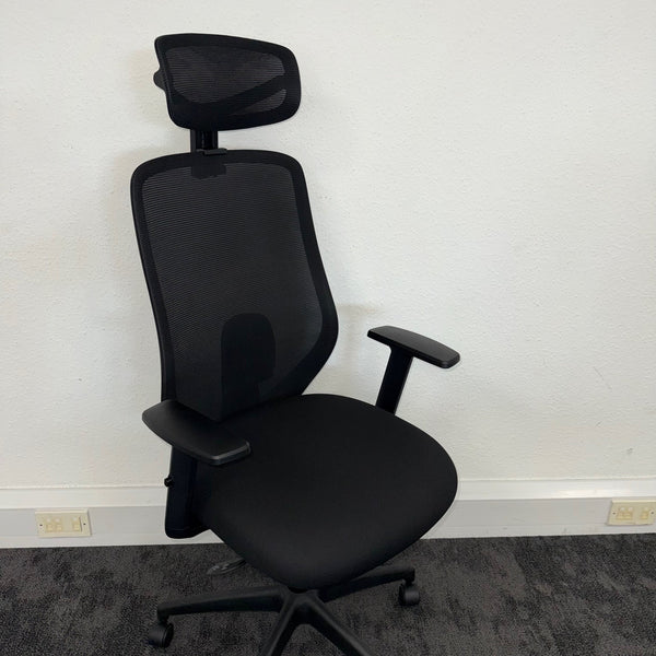 New Black Mesh Task Chair with Adjustable Lumbar and Headrest