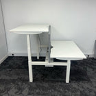 New Cancelled Order Electric Height Adjustable White Bench Desk with Screen and Cable Tray