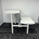 New Cancelled Order Electric Height Adjustable White Bench Desk with Screen and Cable Tray
