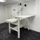 Used Senator Chemistry Electric Bench Desk with Humanscale Dual Monitor Arms