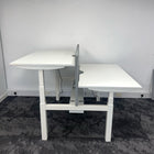 New Cancelled Order Electric Height Adjustable White Bench Desk with Screen and Cable Tray