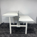 New Cancelled Order Electric Height Adjustable White Bench Desk with Screen and Cable Tray