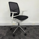 Used Black Mesh Office Chair with White Frame