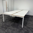 Used Narbutas Nova White Bench Desk with Desktop Power and Cable Tray