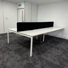 Used Narbutas Nova White Bench Desk with Desktop Power and Cable Tray
