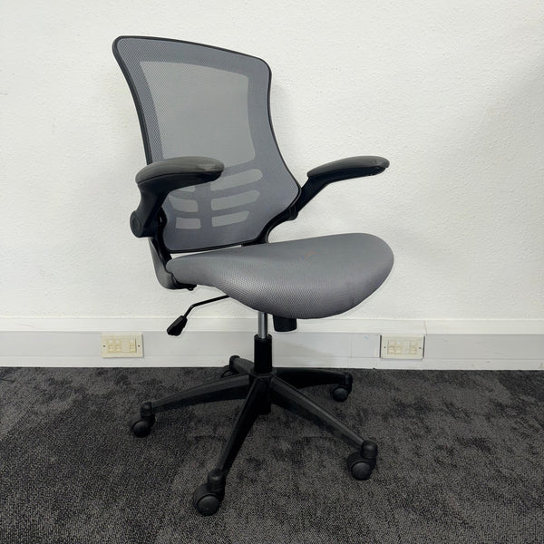Used Grey Mesh Task Chair with Foldaway Arms