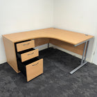 Beech Radial Desk With Desk High Pedestal