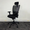 Used Fully Adjustable Mesh Task Chair with Headrest - Reupholstered in New Fabric