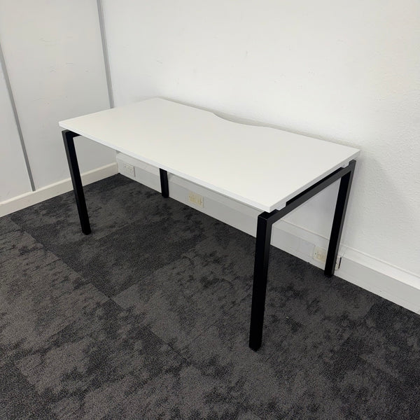 New White Single Bench Desk - 1400x700