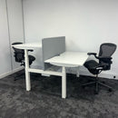 New Cancelled Order Electric Height Adjustable White Bench Desk with Screen and Cable Tray