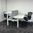 Used Electric Height Adjustable White Bench Desk with Screen and Cable Tray