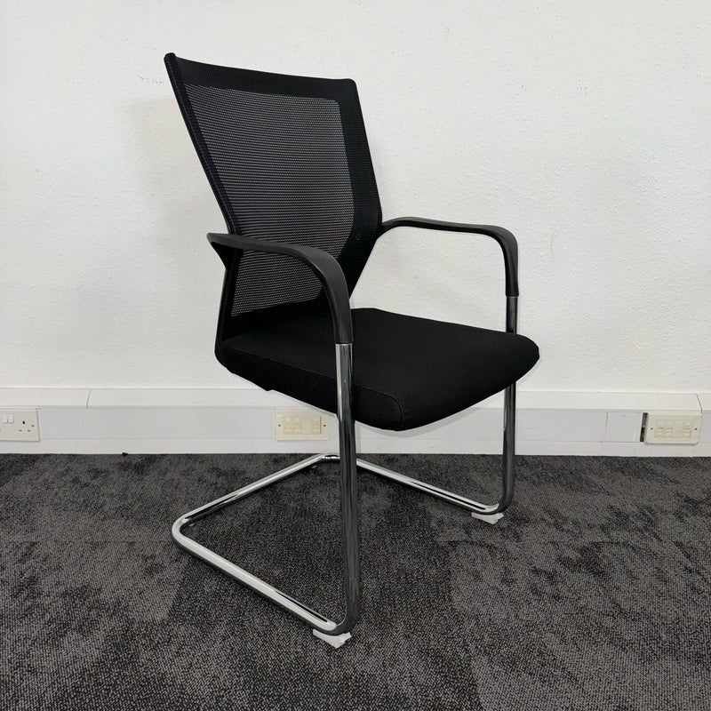 Used Black Mesh Meeting Chair with Chrome Frame