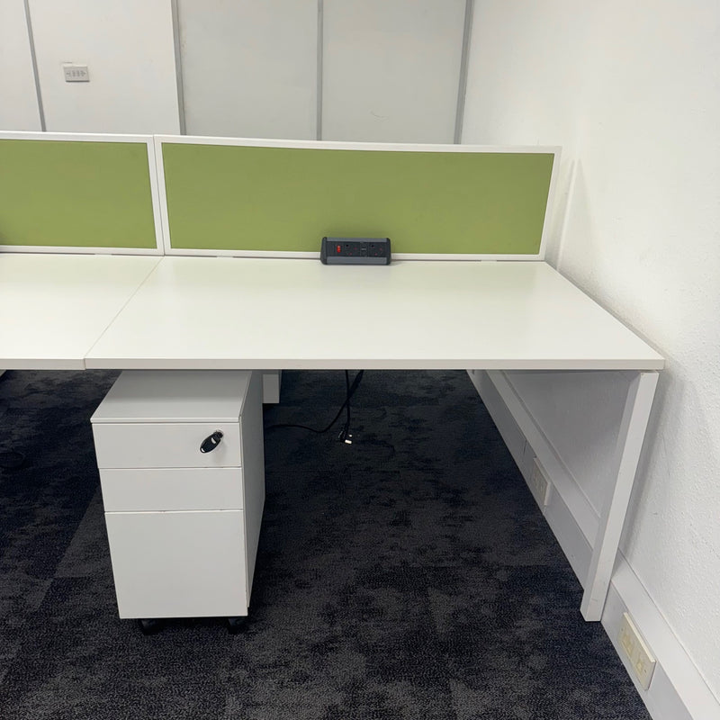 Used Nova White Bench Desk Complete Setup